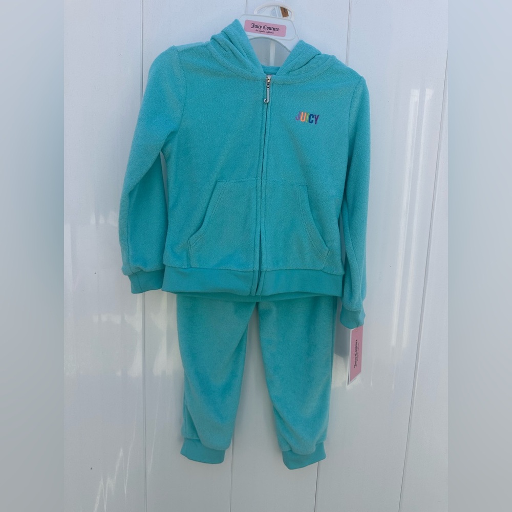 NWT Toddler Girls Juicy Couture Terry Cloth Blue Tracksuit